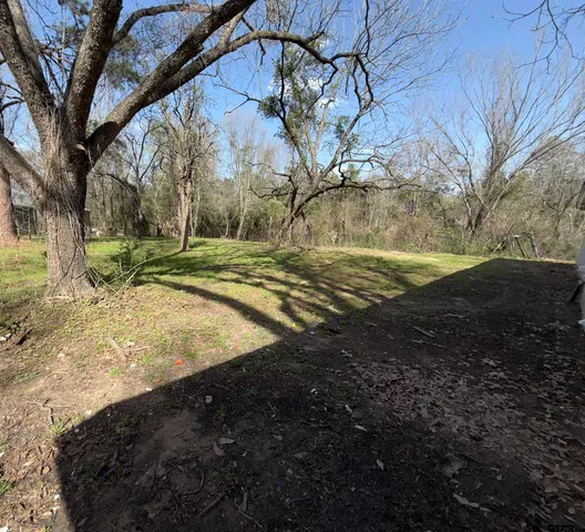 a view of a yard with an trees