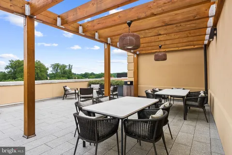 a view of street with sitting area