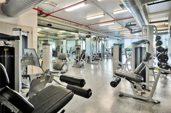 a view of a room with gym equipment