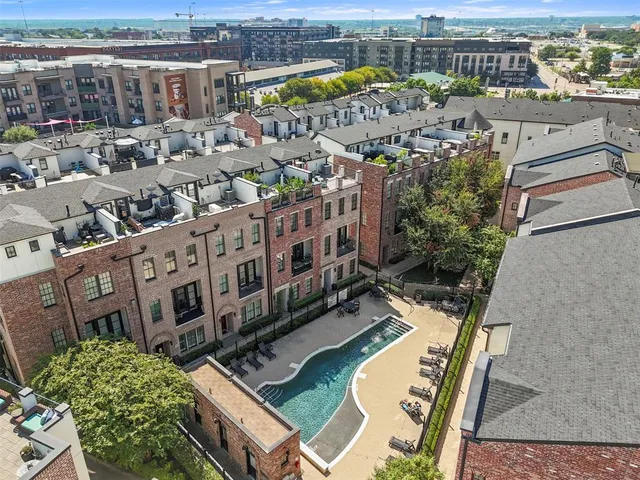 a city view with tall buildings