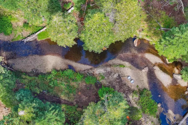 an aerial view of a yard