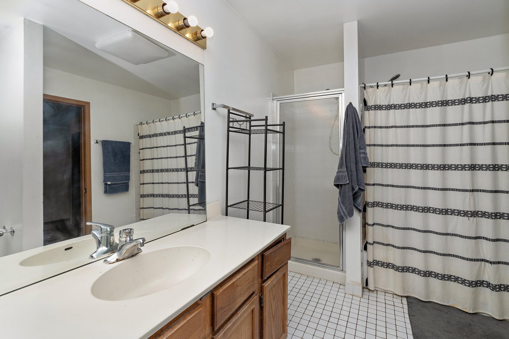 709 Meadows Boulevard Addison, IL 60101 - Photo 13 of 22 a bathroom with a sink shower and a mirror