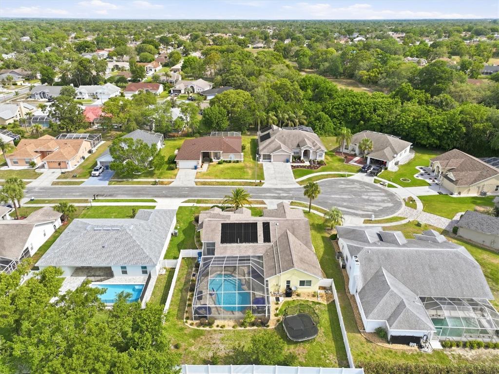 1049 Larkin Road Spring Hill, FL 34608 - Photo 58 of 64 an aerial view of residential houses with outdoor space and swimming pool
