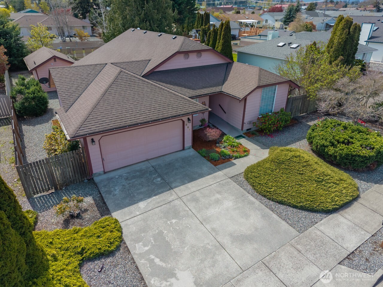 861 East Spruce Street Sequim, WA 98382 - Photo 5 of 39 a aerial view of a house with garden