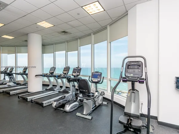 a view of a room with gym equipment