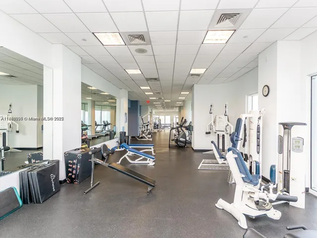 a room with gym equipment
