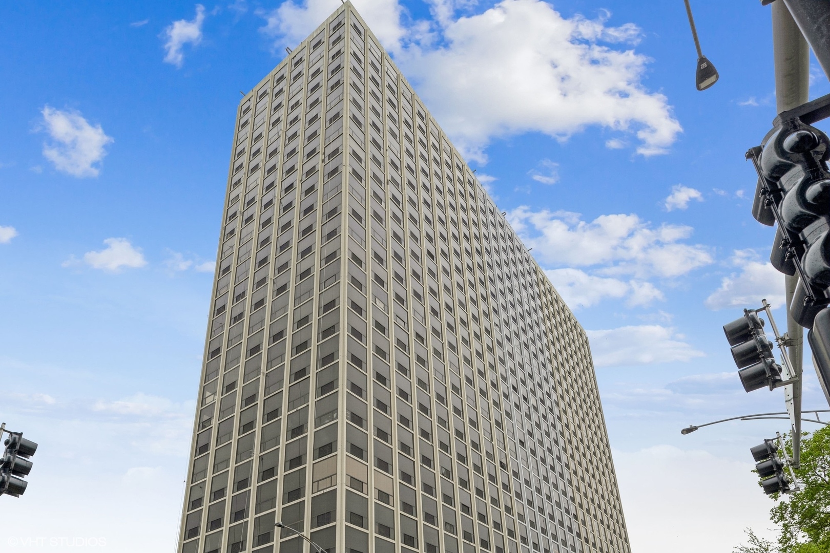 a view of a tall building