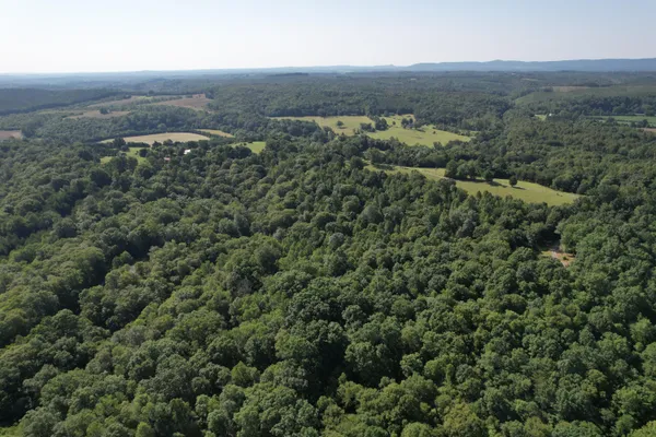 an aerial view of residential house and green space