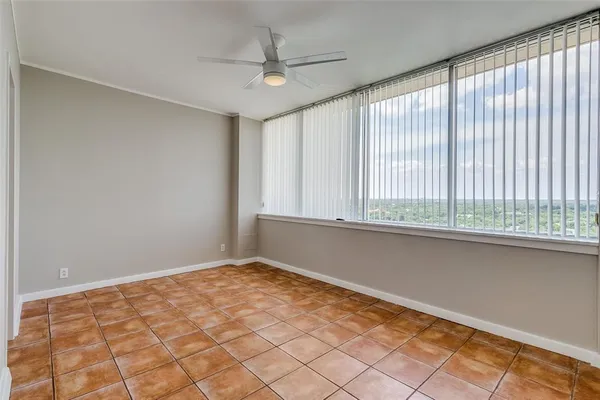 a view of a balcony with city view