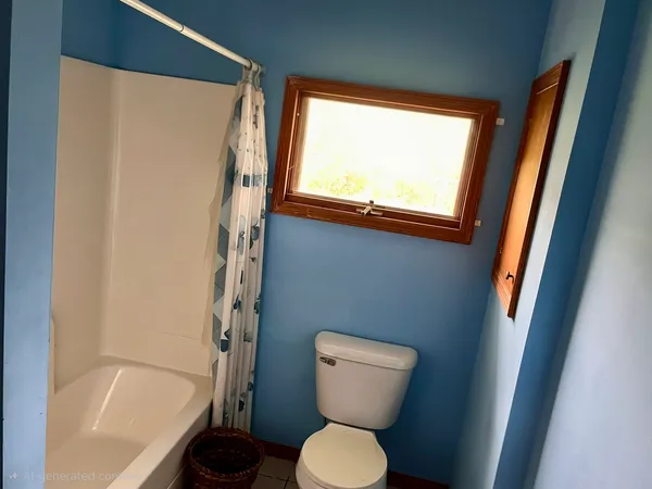 a bathroom with a toilet and a tub