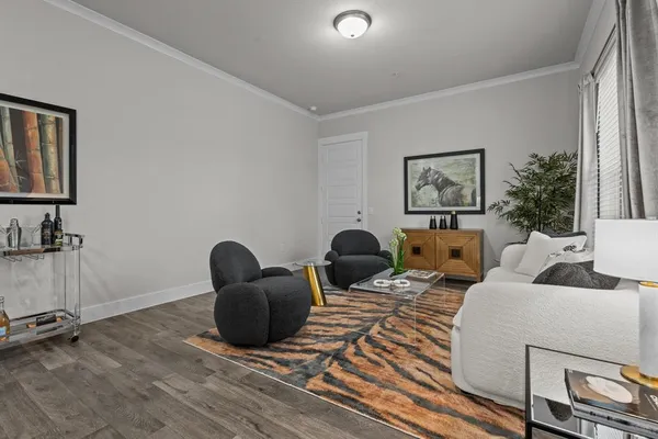 a living room with furniture