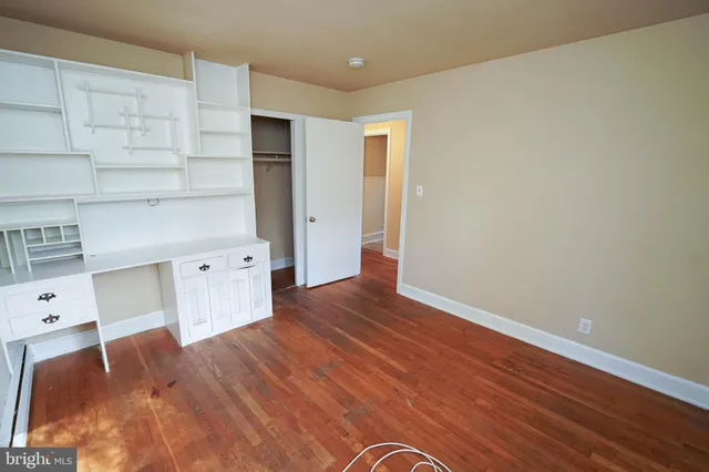 a room with a workspace