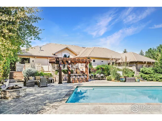 an outdoor space with wooden benches