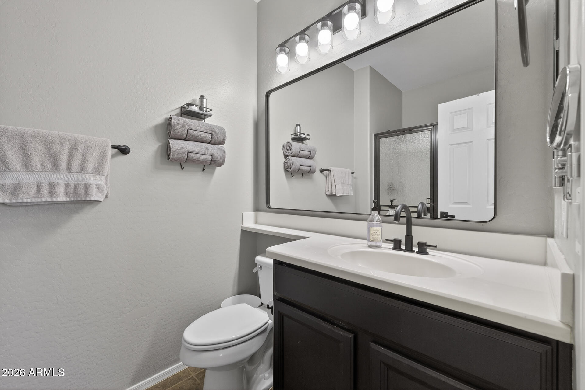 724 West Trellis Road Queen Creek, AZ 85140 - Photo 19 of 46 a bathroom with a sink a toilet and mirror