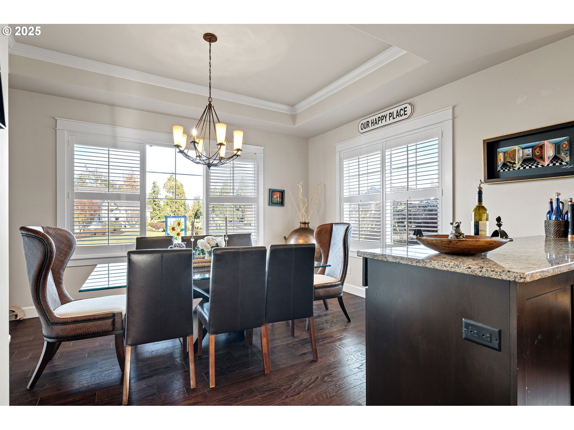 1765 Trevino Road Creswell, OR 97426 - Photo 25 of 26 a dining room with furniture a chandelier and window