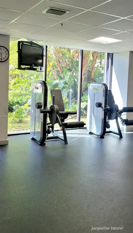 a view of a room with gym equipment