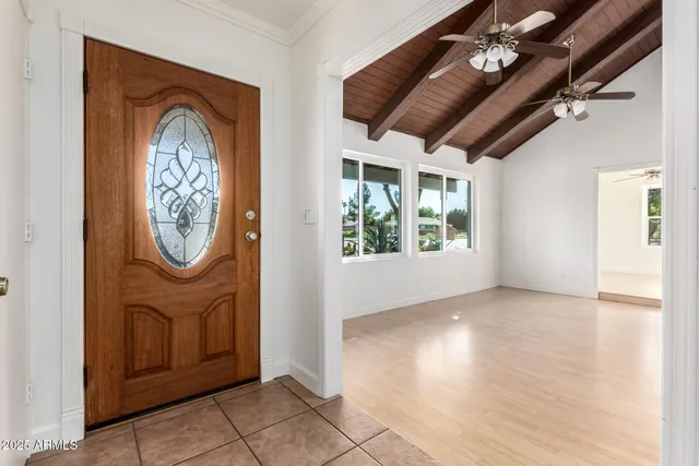 an entryway with a front door