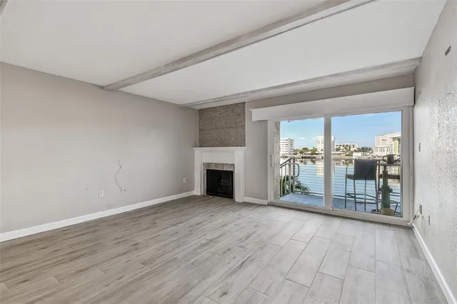 a view of a room that has a window in it