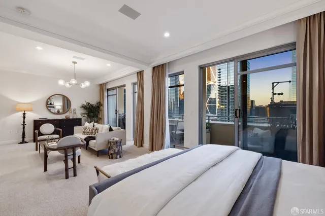 a view of balcony with furniture