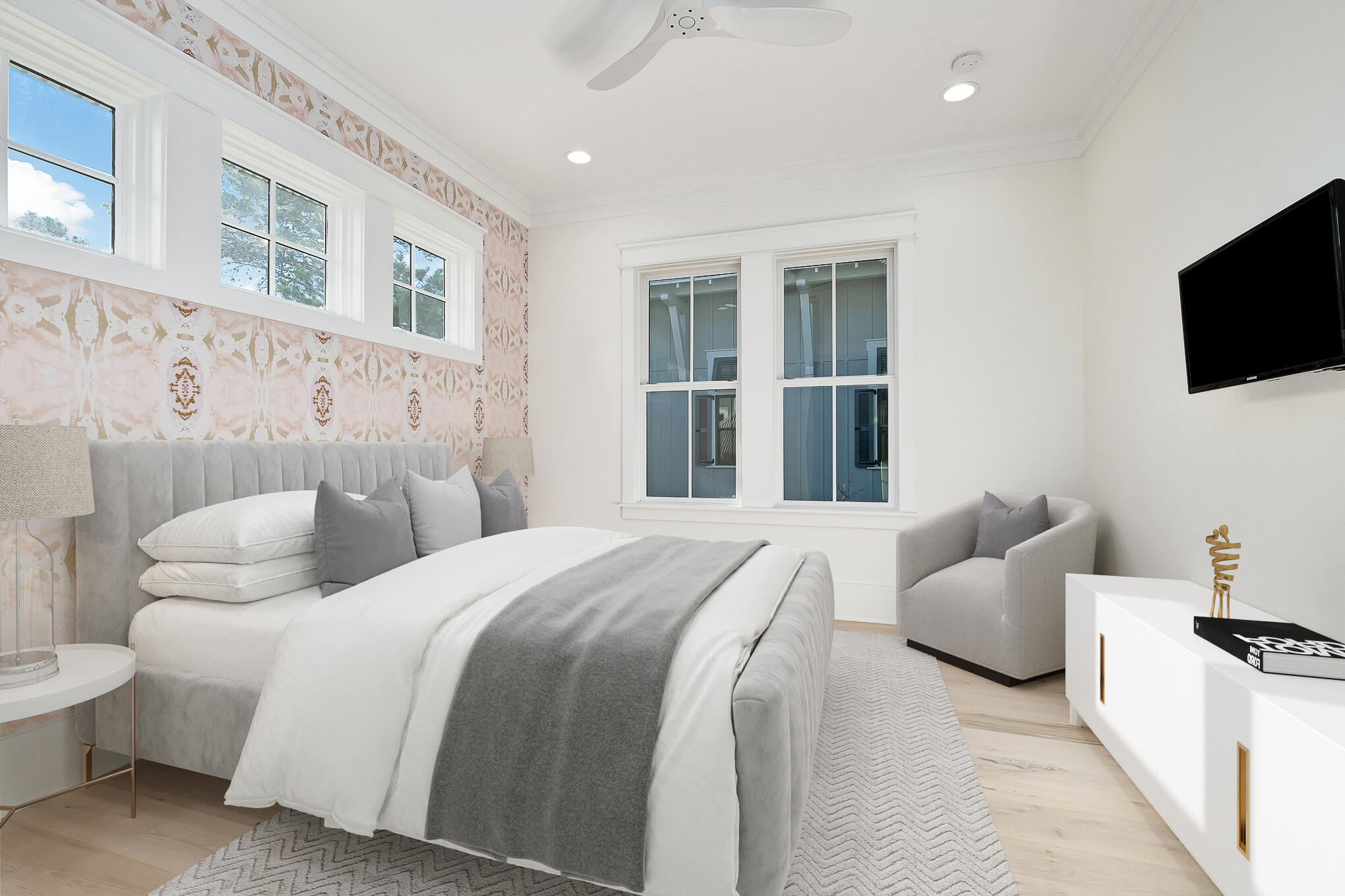 127 Blackwater Street Santa Rosa Beach, FL 32459 - Photo 52 of 97 a bedroom with a bed and flat screen tv