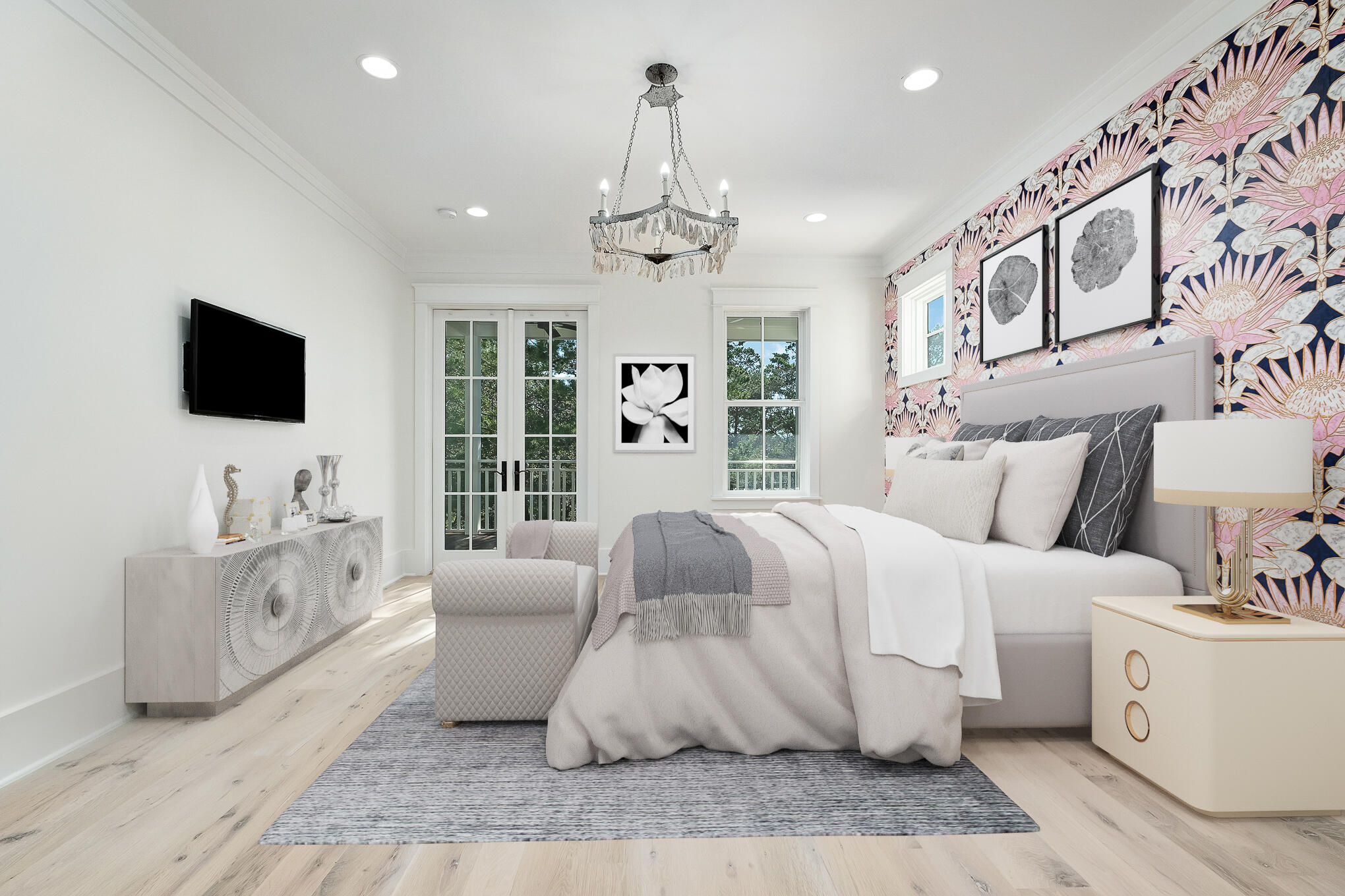 127 Blackwater Street Santa Rosa Beach, FL 32459 - Photo 54 of 97 a spacious bedroom with a bed and a flat screen tv