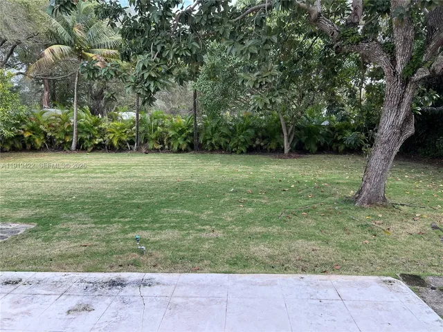 a big yard with lots of green space and plants