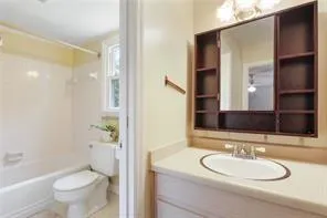 a bathroom with a toilet a sink and a mirror