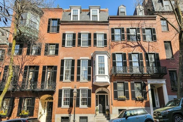 a front view of a multi story building