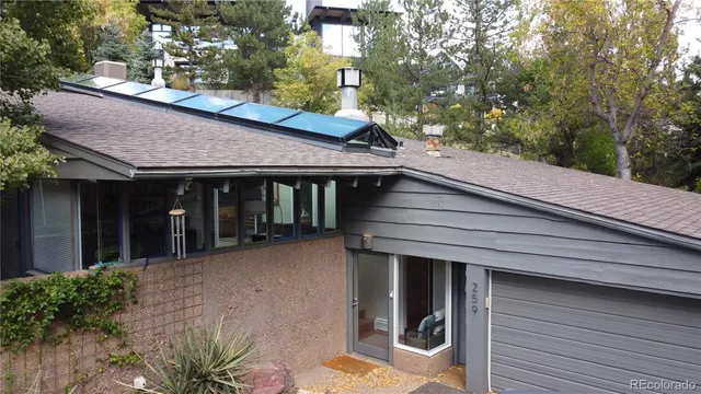 an aerial view of a house