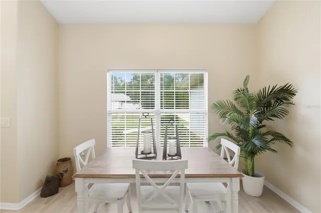 a view of a room with a potted plant and couches
