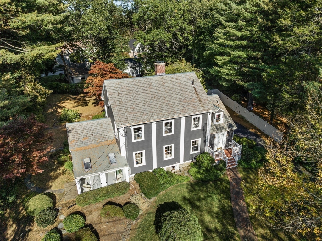 58 Country Club Road Newton, MA 02459 - Photo 26 of 27 an aerial view of a house with a yard and potted plants