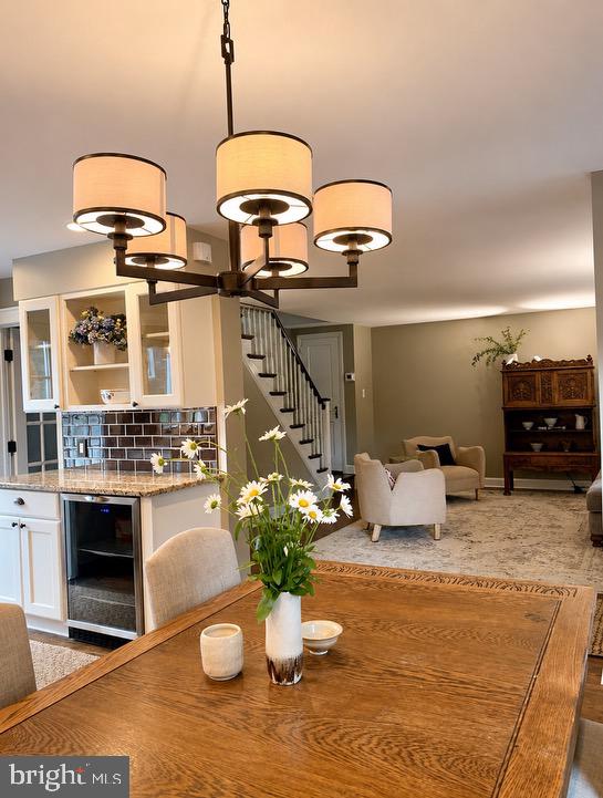 Charming dining space with elegant lighting.
