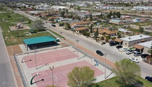 an aerial view of a city