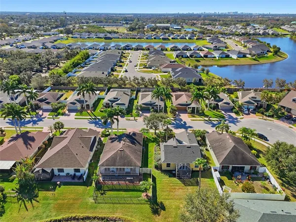 an aerial view of a house