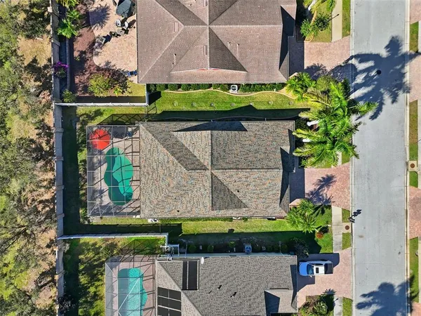an aerial view of a house