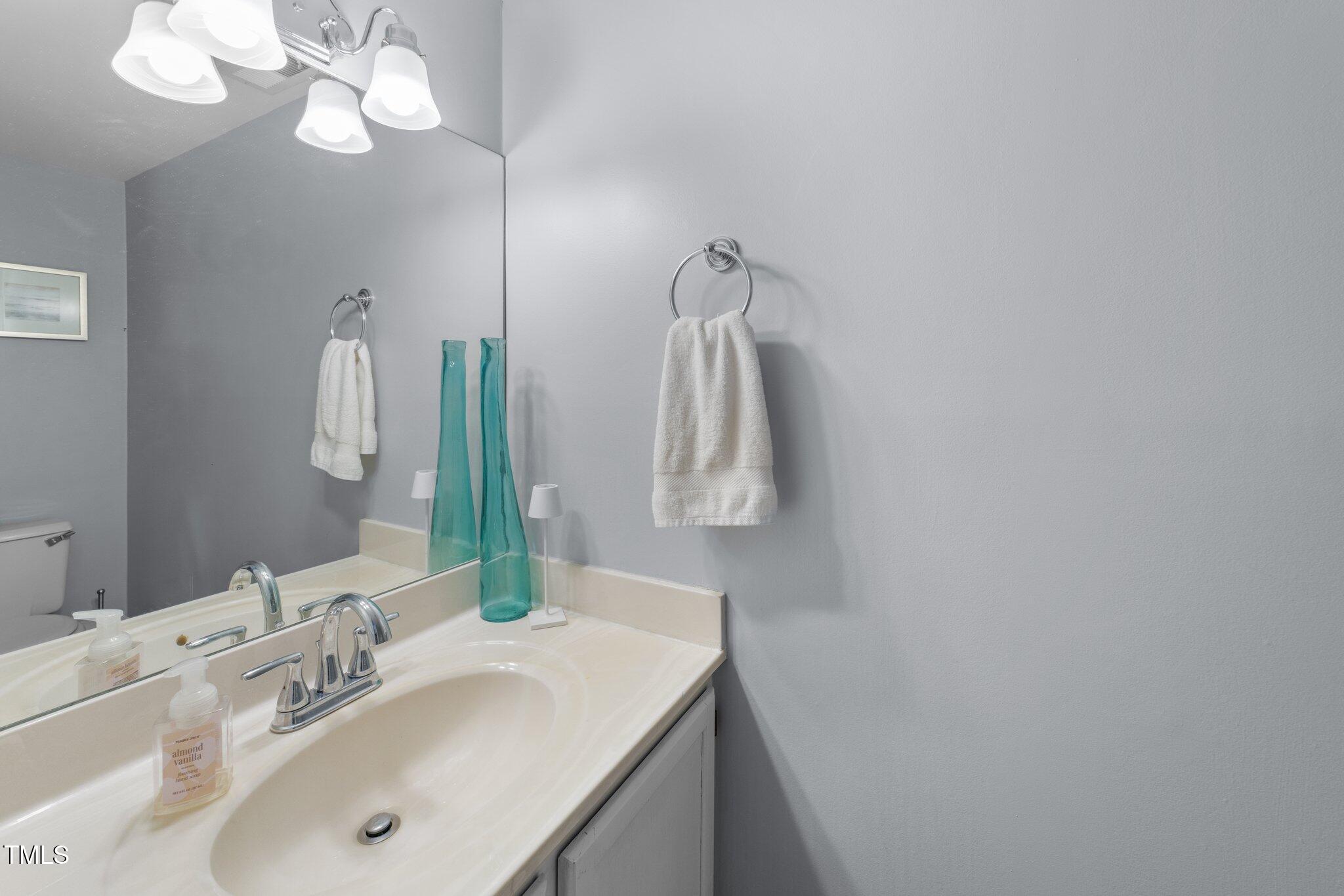 1334 Baez Street Raleigh, NC 27608 - Photo 20 of 28 a bathroom with a sink vanity and a mirror