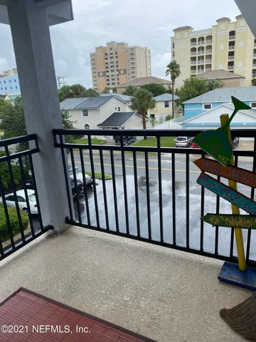 a balcony with outdoor space