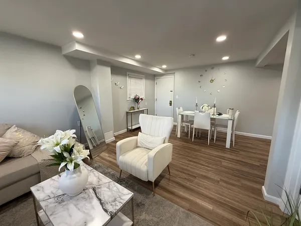 a living room with furniture