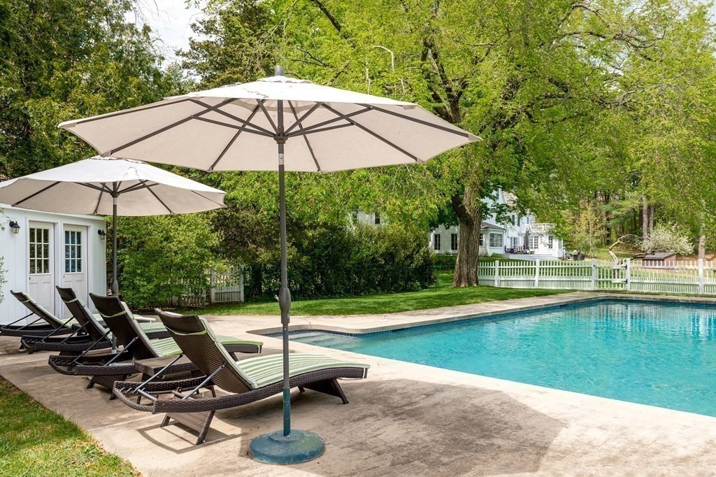 156 Larch Row Wenham, MA 01984 - Photo 31 of 38 a view of pool with lawn chairs under an umbrella