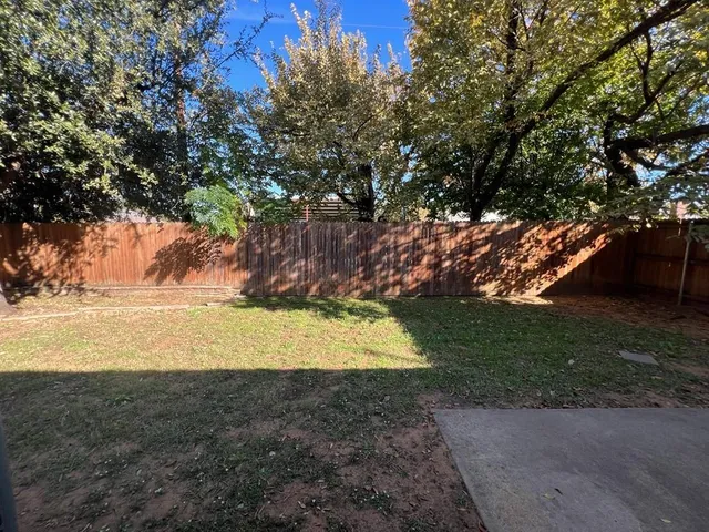 a view of a yard with an tree