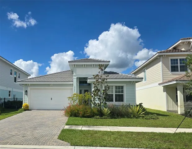 a view of a lake with a big yard