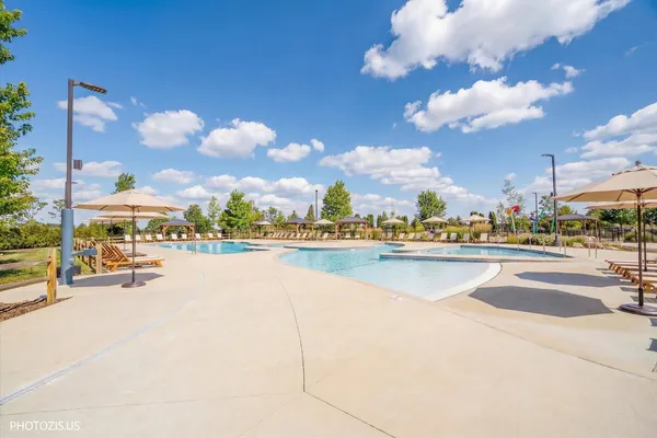 a view of a lake with a city