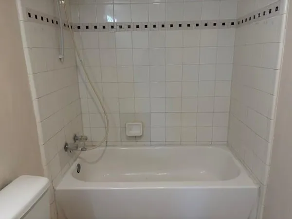 a bathroom with a bathtub