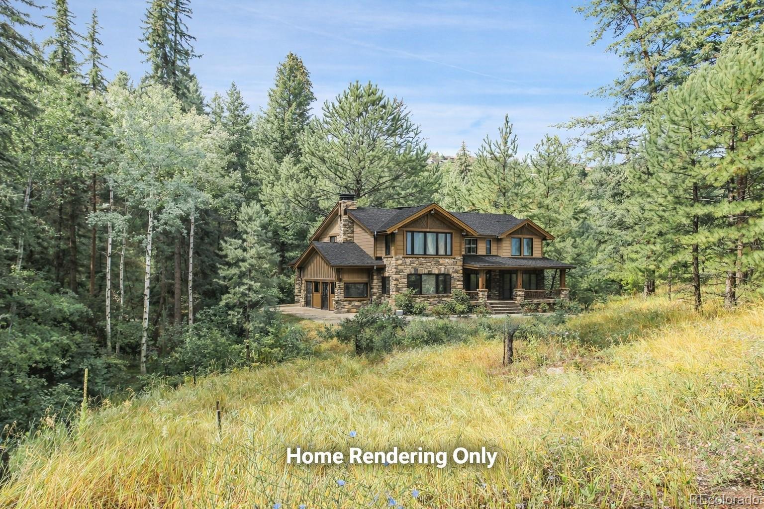 Mountain Park Road Evergreen, CO 80439 - Photo 15 of 50 a front view of a house with a yard