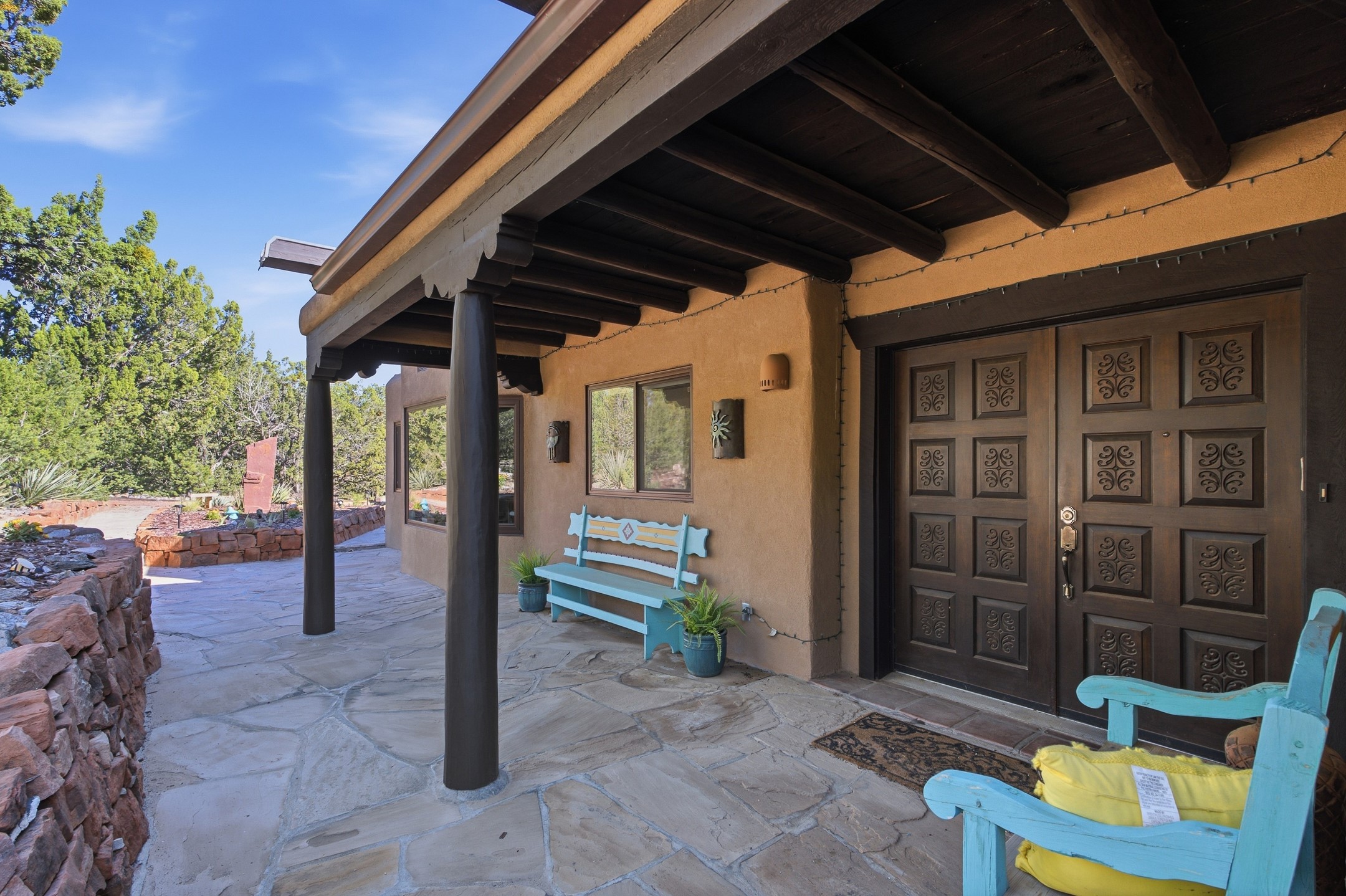 65 Puye Road Santa Fe, NM 87505 - Photo 6 of 62 Front portal with double-door entrance.