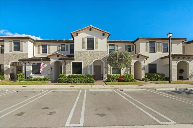 a front view of multiple houses