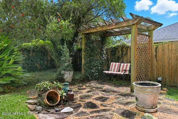 a outdoor space with furniture and garden
