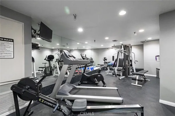 a view of a room with gym equipment