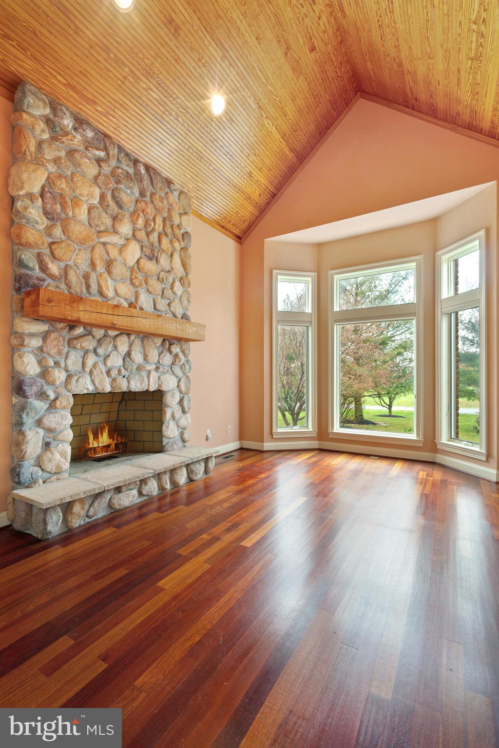 2817 Cox Neck Road Chester, MD 21619 - Photo 19 of 35 an empty room with wooden floor and fireplace