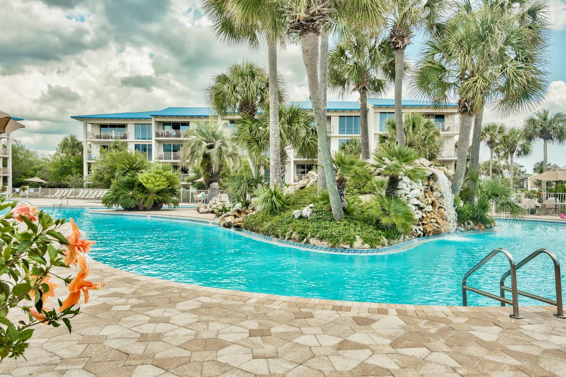 10254 East County Road, Unit 315 Inlet Beach, FL 32461 - Photo 31 of 37 a view of a garden with a fountain